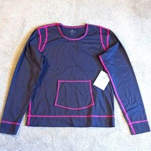 Athleta Summer Shade Tee, S: M, C: Charcoal / Pink